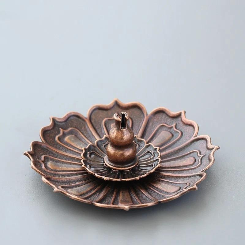1pc Alloy Burner Stick Holder Buddhism Lotus Line Incense Plate Sandalwood Coil Base Temples Yoga Studios Home Decoration