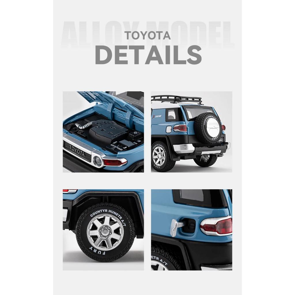 1/24 TOYOTA FJ Cruiser Alloy Car Model Diecast & Toy Metal Off-road Vehicles Car Model Simulation Sound and Light Childrens Gift