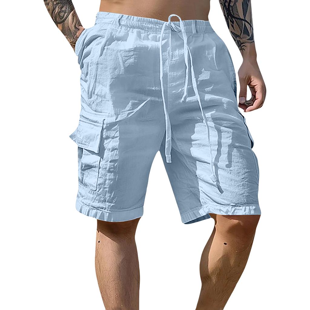 Men's Cotton Linen Casual Cargo Shorts Men's Fashion Work Shorts