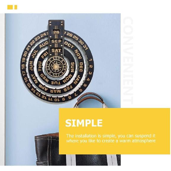 Ciieeo Wooden Perpetual Calendar Wall Hanging Home Decor Craft Wall Calendar with Rounded Corners for Home Office and Restaurant Decoration