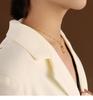 Marka French Geometric Square Necklace & Clavicle Chain Set with 18k Gold Titanium Steel Earrings Studs