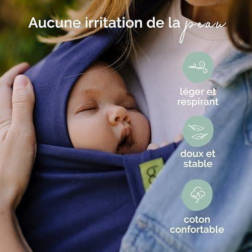 Porte Bébé Boba Bliss - Hybride et 2 en 1 - Écharpe de Portage Bébé Sans Nœud - Bleu