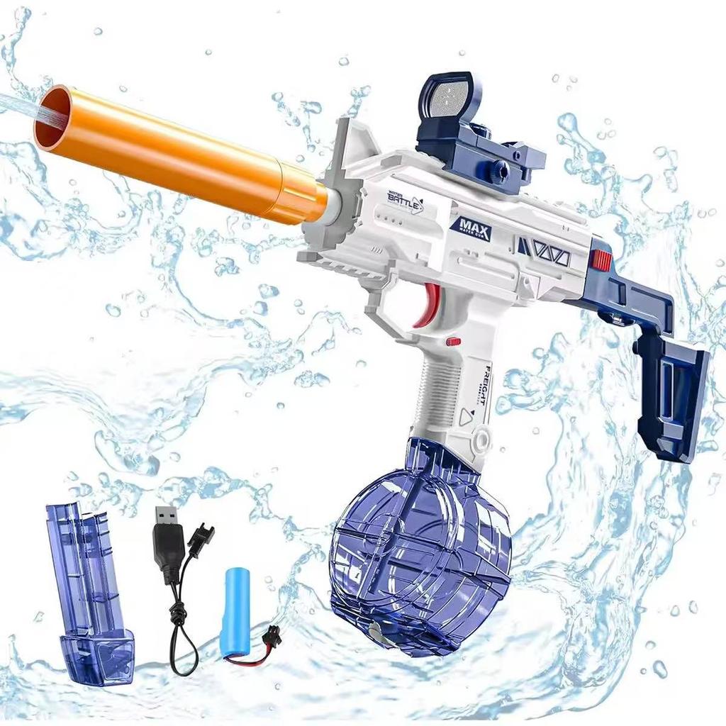 Uzi Style Electric Water Gun Pistol - Automatic Shooting with Accessories Set Summer Outdoor Beach Water Fight Toy Gifts