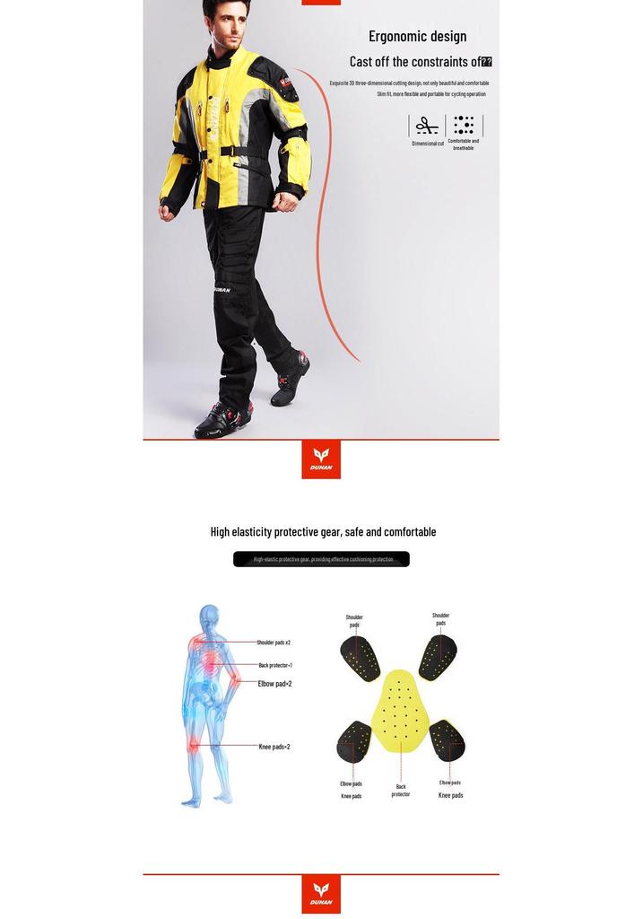 Duhan Motorcycle Riding Suit: Windproof, Warm, Stretchable Protective Gear for Outdoor Sports and Mountain Biking In All Seasons.