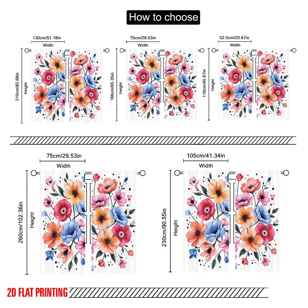 2pcs,2D plane printing Contemporary Curtains Floral Symphony Versatile 100% Polyester (without rod) Room Decor for Bedroom