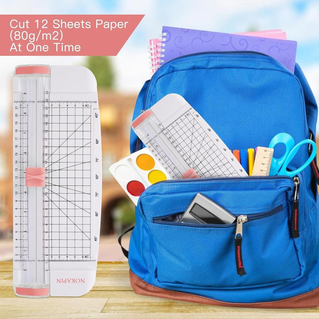 Portable Paper Cutter 12 Inch Paper Slicer Scrapbooking Tool with Security Safeguard and Side Ruler for Craft Paper A4 A5 Paper