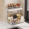 Carbon Steel 2-Tier Under Sink Organizer Rustproof Slide Out Cabinet Storage Shelf  for Kitchen