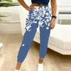 Pantaloni della tuta da donna estivi con stampa a fantasia vintage, vestibilità larga, con coulisse, polsini elasticizzati, pantaloni casual da giorno