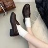 With Small Suit Texture Small Leather Shoes, the New Thick Low-heeled Loafers In the Autumn of 2025, Round Head Commuting Deep Mouth Single Shoes