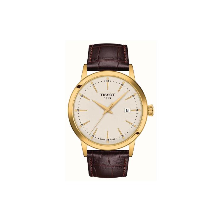 TISSOT Classic Collection Quartz Movement 50 meter Water Resistance Men s Watches Watch 42mm Beige Watch Dial T129.410.36.261.00 Ivory