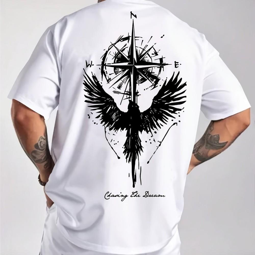 Men's Summer Angel Printed Pattern Fashionable and Comfortable Round Neck T-shirt Outdoor Skin friendly Casual Top
