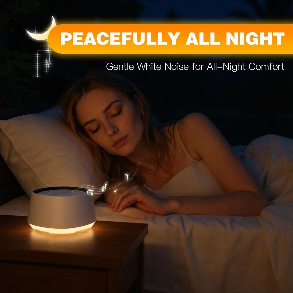 White Noise Machine with 24 Soothing Sounds Night Light Timer Rechargeable Sleep Aid for Babies Kids and Adults