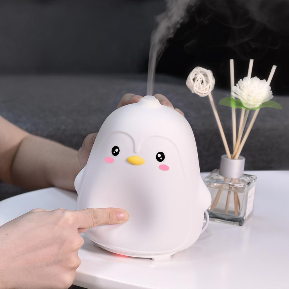 100ML LED Mini 7 Colors Change Cute Penguin Shape Air Humidifier Night Light Aroma Diffuser
