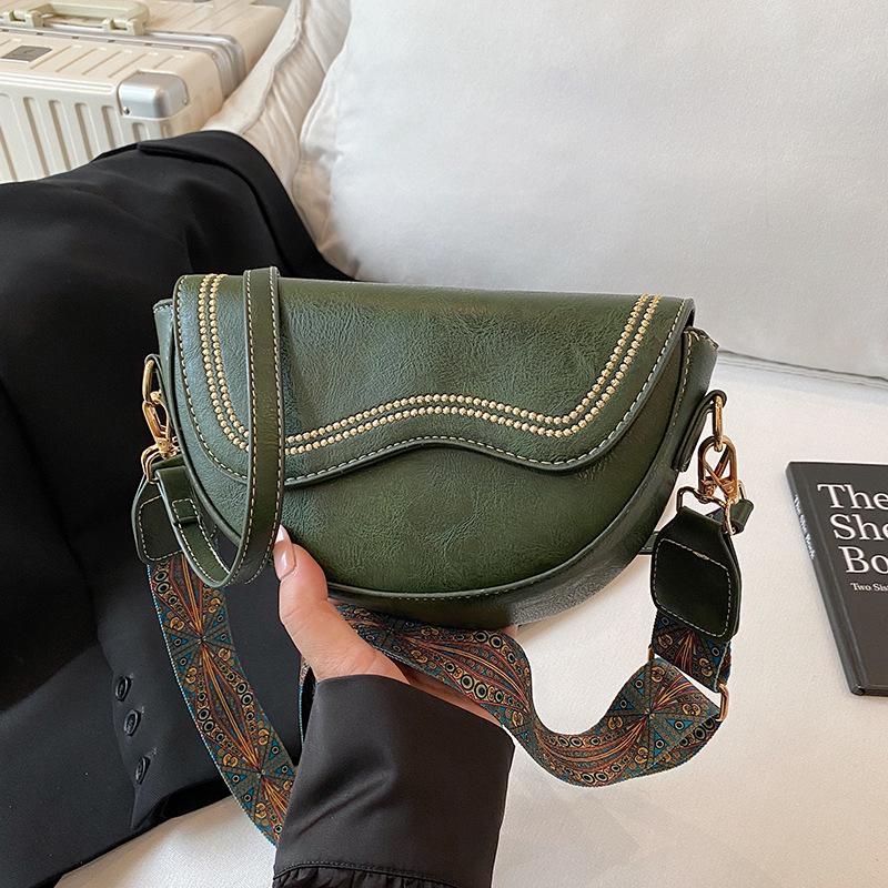 

2025 Retro Crossbody Saddle Bag for Women - Versatile Shoulder Design зелений