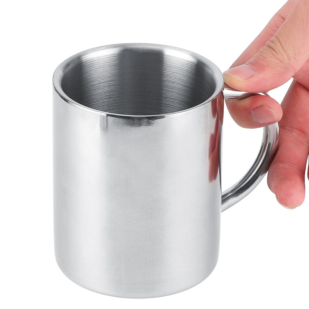 Portable Stainless Steel Double Wall Mug Anti‑scald Coffee Tea Milk Cup with lid for Home Office Travel(220ML )