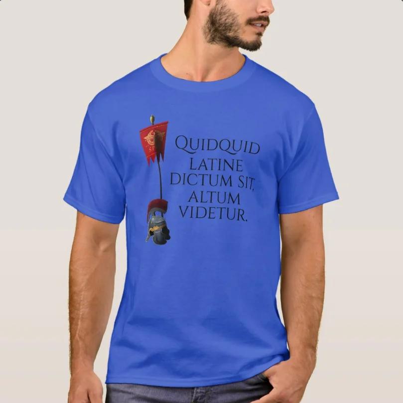 Latin Saying Ancient Roman Quote SPQR Rome Legion T-Shirt 100% Cotton O-Neck Summer Short Sleeve Casual Mens T-shirt Size S-3XL S