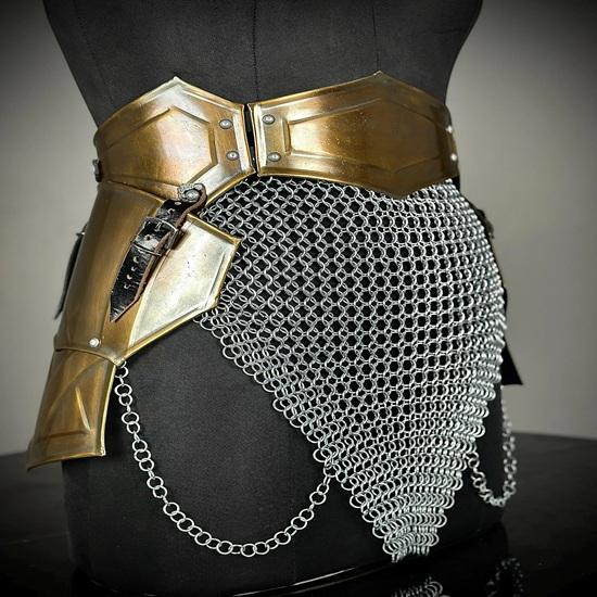 Brave Lady Armor, Medieval Knight Tassets Armor with Chainmail, Female Costume, Cosplay Armor, Larp Armor