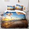 Beach Ocean Duvet Cover Set Sunset Hawaiian Waves Comforter Cover Tropical Island and Sea Beach Nature Polyester Bedding Set