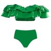 European-American Ruffle Vacation Bikini: Spaghetti Strap Two-Piece Swimsuit