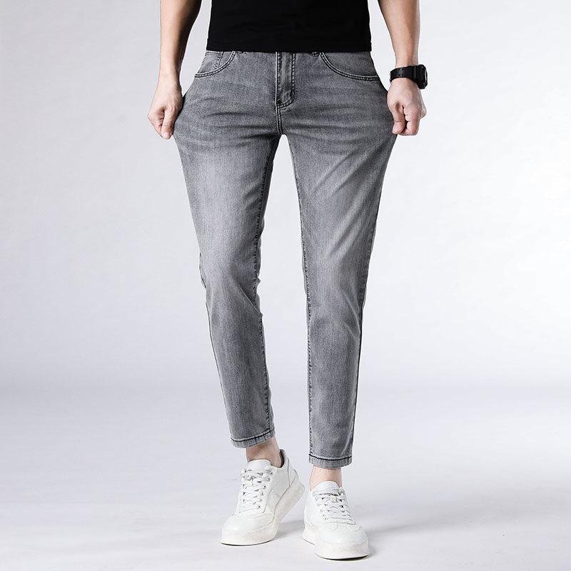 Spring and Summer Slim Feet Nine-point Jeans Men's Stretch Casual 9-point Trousers