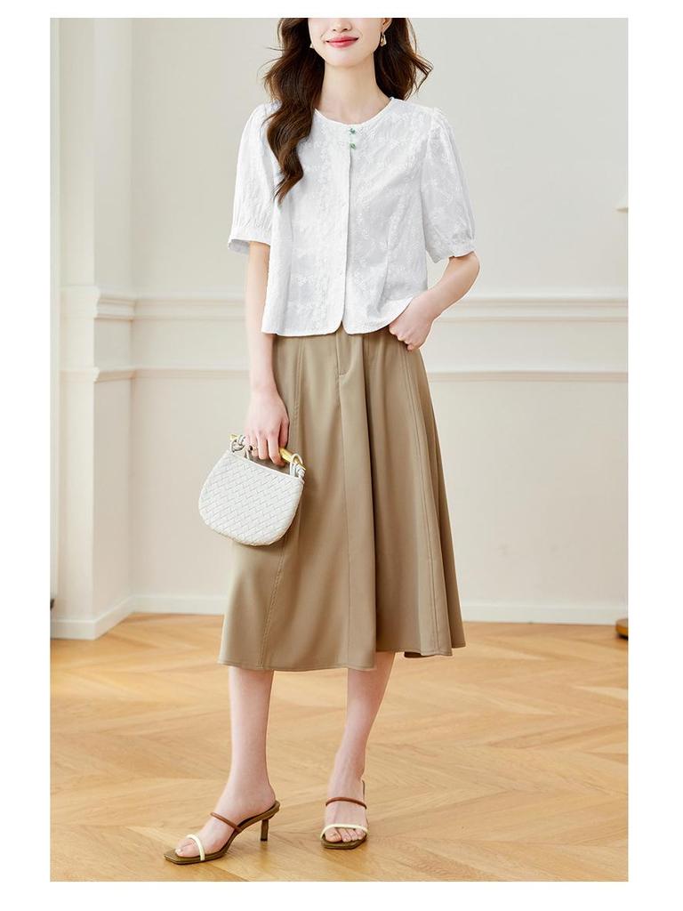 Women's Summer Embroidered Frog Button Cotton Shirt - New Chinese Style 2026