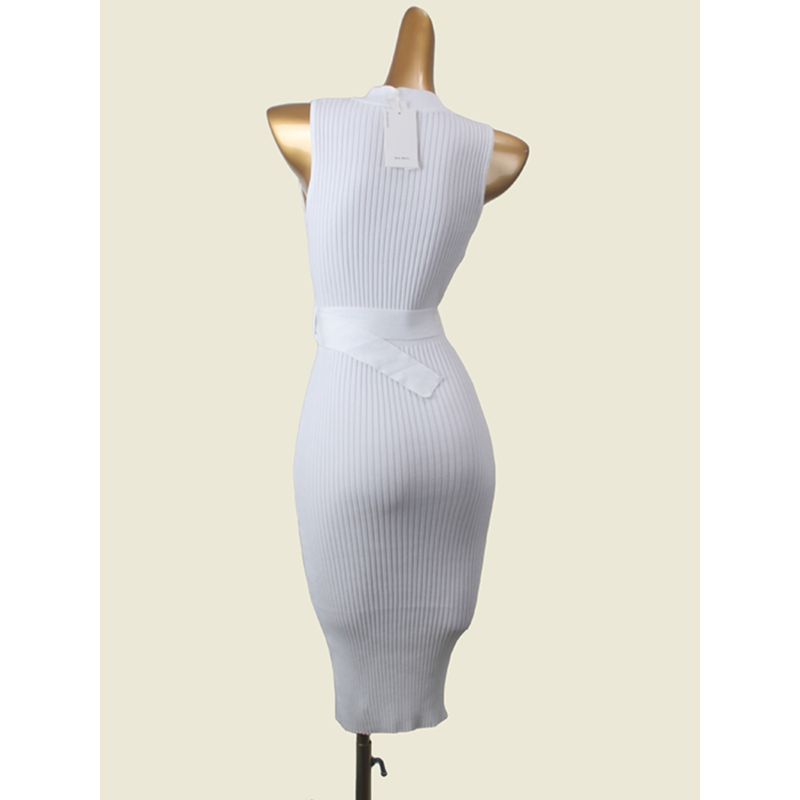 Hong Kong Style Waist-Tight Slim Looking Single-Breasted Knitted Hip Skirt Sexy Sleeveless Autumn Inner Wear Dress