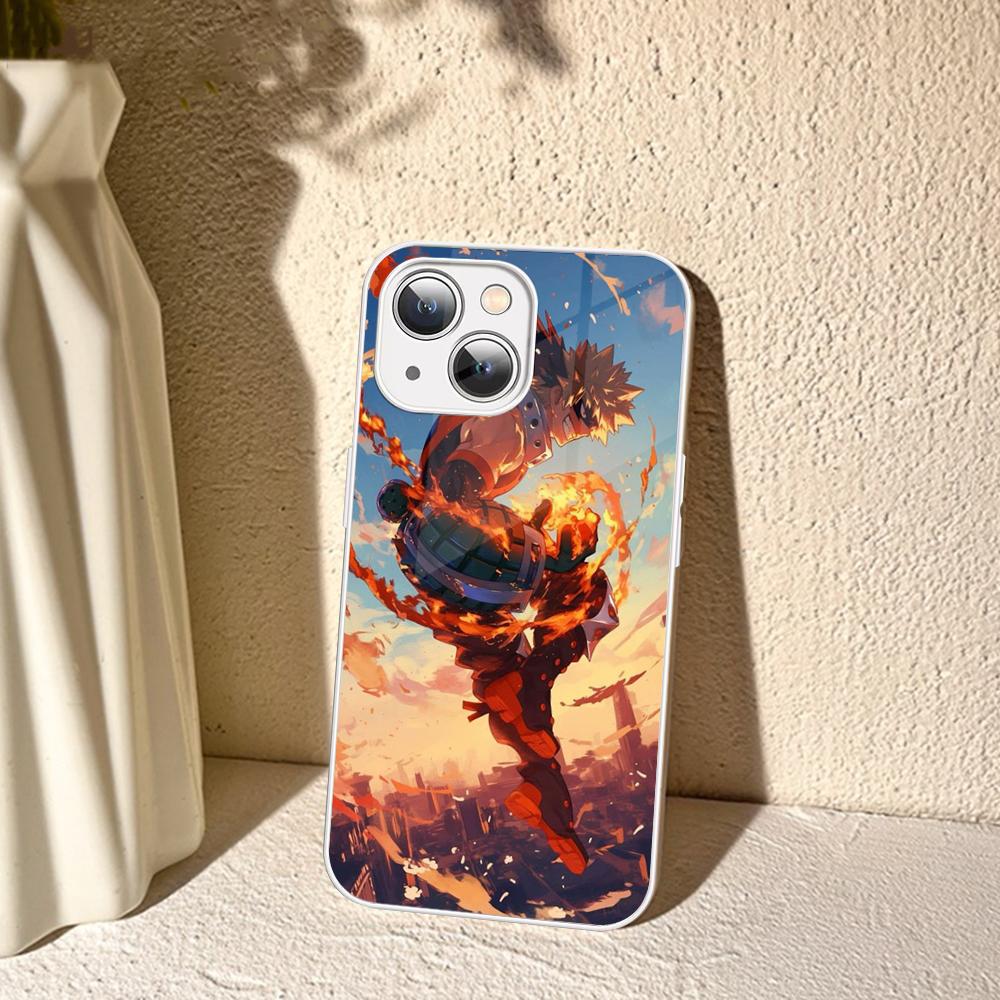Cartoon B-Bakugo K-Katsuki Phone Case For IPhone 14 13 12 Mini 11 Pro XS Max X XR 14 Plus Tempered Glass Cover