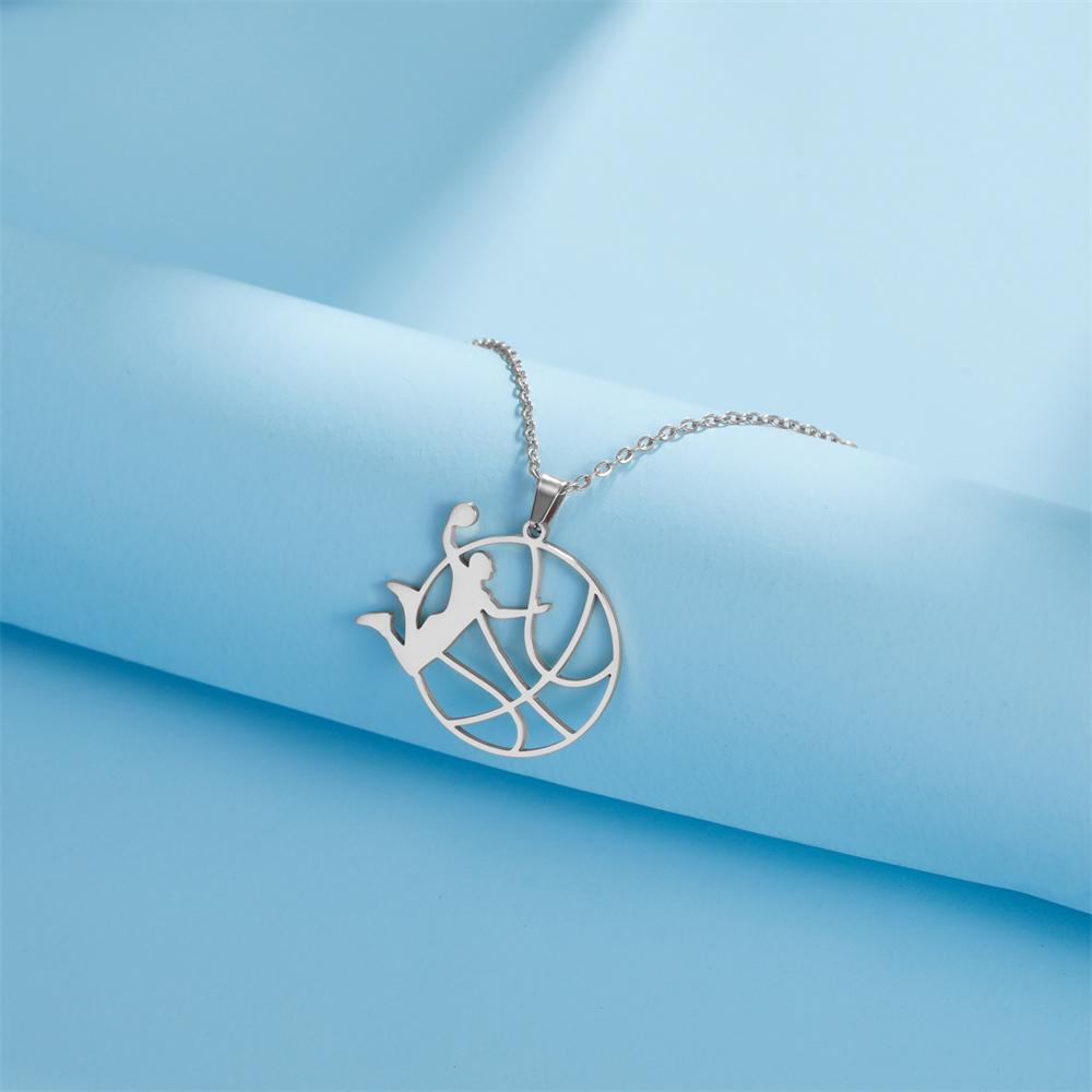 Dancer Rhythmic Gymnastics Round Pendant Necklaces for Women Girls Stainless Steel Gymnast Yoga Necklace Sport Jewelry
