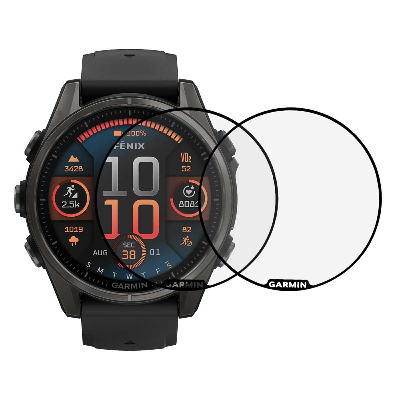 

2Pcs/Pack For Garmin Fenix 8 47mm Watch Screen Protector HD Clear PMMA Film (Black Edge) A