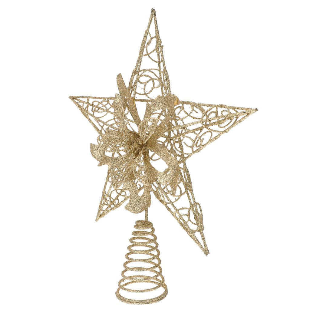 Christmas Tree Top Star Decoration Topper Adornment Wrought Iron Ornament Party