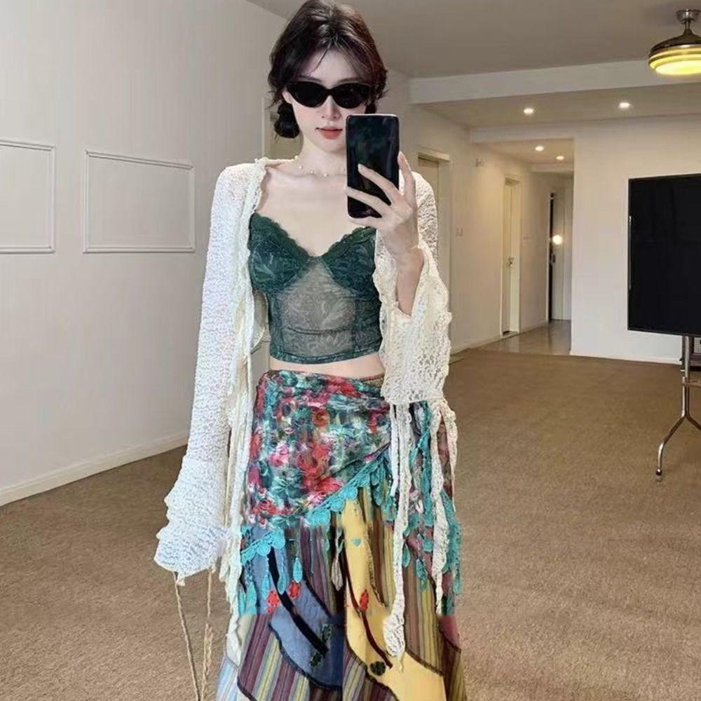 with Tassel Lace Scarf Sun Protection Flower Triangle Headband Cute Printed  Wraps  Girls