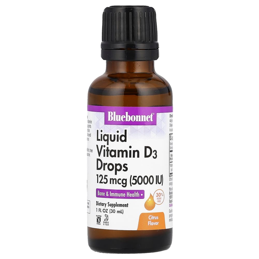 Bluebonnet Nutrition Liquid Vitamin D3 Drops, Citrus Flavor, 5000 IU, 1 fl oz (30 ml)