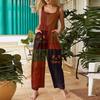 Women's Fashion Halloween Print Casual Vintage Sleeveless Button Jumpsuit