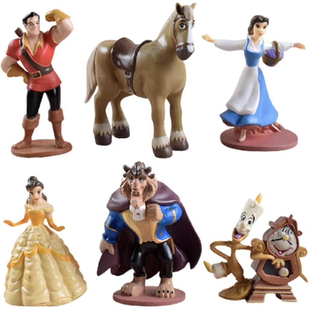Belle en het Beest Beeldjes Set van 6, 10-12 cm Hars Verzamelaar Beeldjes, Prachtig Cadeau