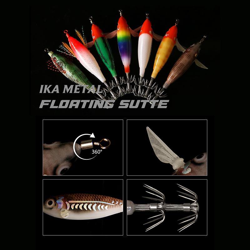 Luminous Squid Jig Lure Artificial Bait Squid Fishing Wood Shrimp Cuttlefish Octopus Noctilucent Jig Wood Shrimp For Sea Fishing