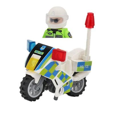 Armed Police Figures Military Building Blocks RacingTtraffic Police SWAT Escort Motorcycle Helmet Bricks MOC Toys For Kids J056