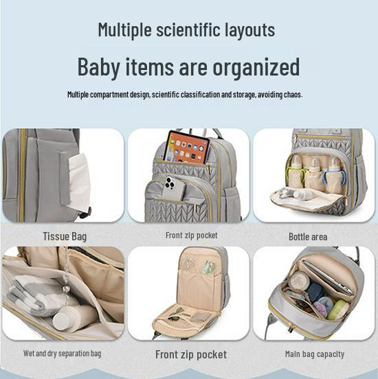 Sac à dos momie haut de gamme: Sac Bébé Spacieux avec Compartiment Lait Isotherme pour Sorties Pratiques