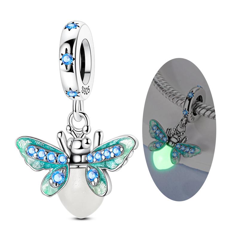 Copper Charms Beads Pendant Luminous Firefly Butterfly Charms Fit Original Bracelet Women Diy Jewelry Making Gifts