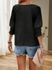 Women's Solid Color Crew Neck Blouse Three Quarter Sleeve Loose Fit Work Top