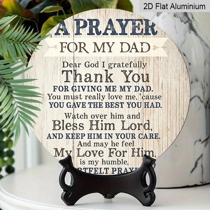 2D Flat Father's Day Themed Aluminum Decorative Signs and Plaques in Various Sizes. A Prayer of Gratitude and Blessings for Fathers, Ideal for Home