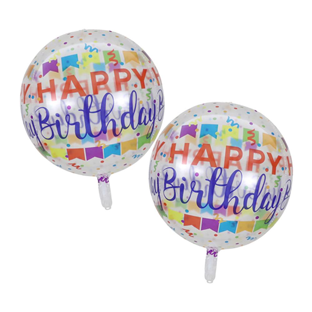 Pack of 2/4/6, 22-Inch 4D Round Transparent Colorful Aluminum Foil Balloons, Suitable for Birthday Parties, Birthday Gatherings, and Birthda