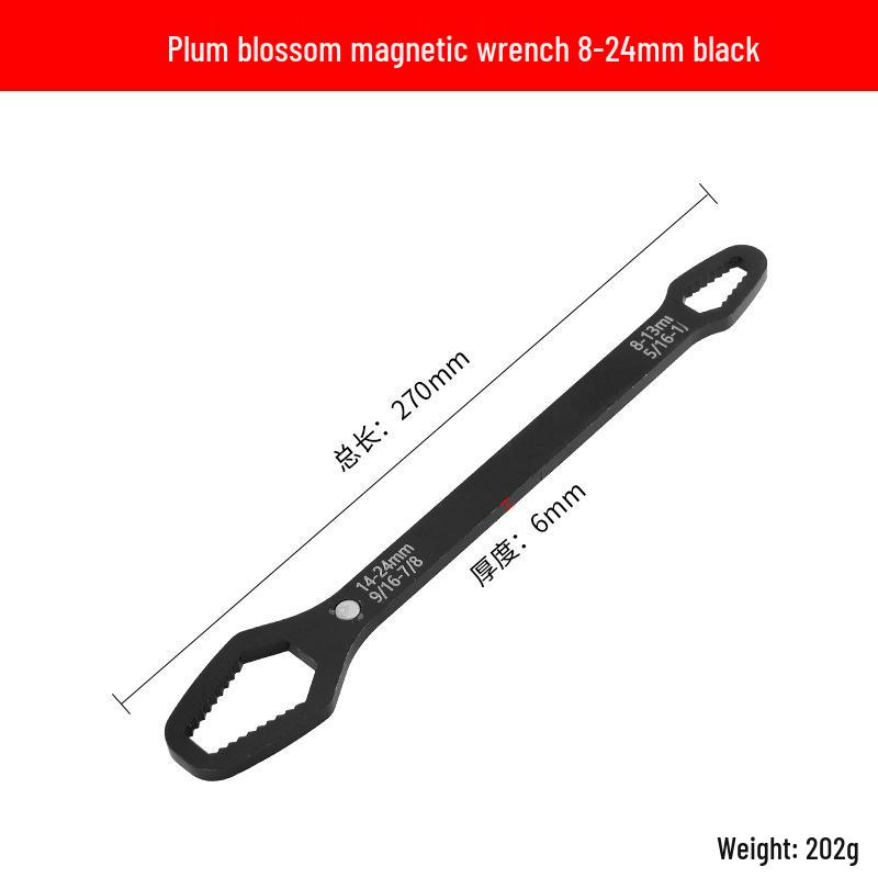 Multi-Purpose 8-22mm Self-Tightening Double-Head Wrench: Box-End & Open-End