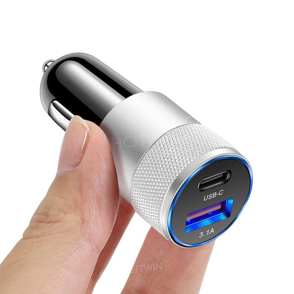 3,1A USB+PD Aluminium Billaddare för Mobiltelefoner
