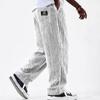European & American Men's Wide Corduroy Logo Pocket Casual Loose Straight-Leg Pants 2026