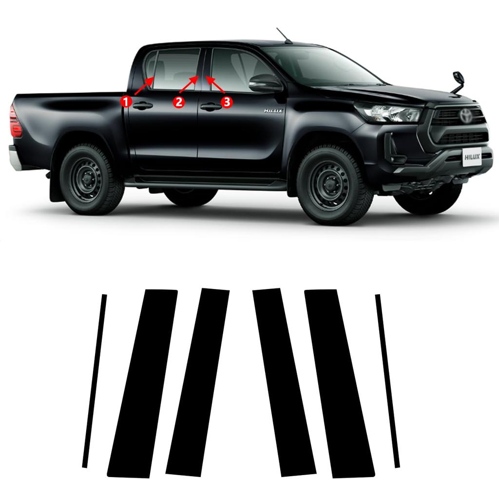ZdeduoCar Specially Designed for Toyota Hilux GUN125 2017 October Pillar Garnish Genuine Side Visor Protective Cover Set (August - 2019) B-pillar