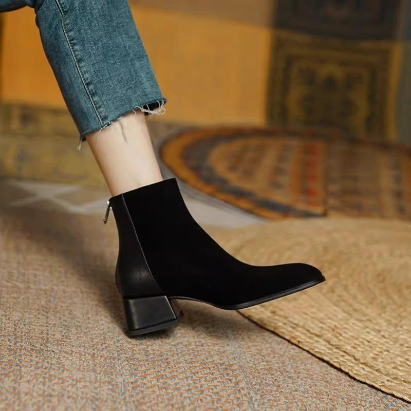 High Quality Chelsea Ankle Boots Spring and Autumn Stylish Comfortable Women's Boots Thick Heel Frosted Women's Shoes