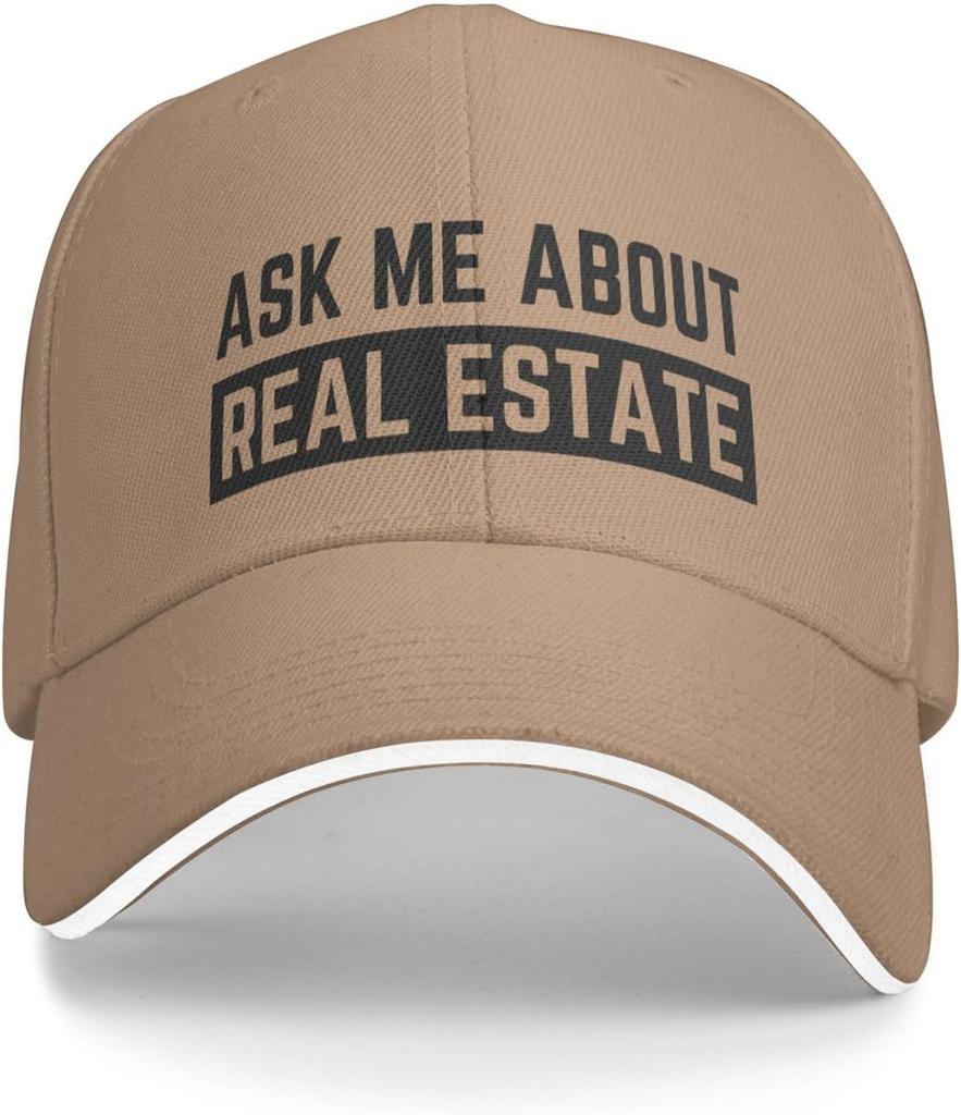 Ask Me About Real Estate Baseball Cap Polyester Adjustable Summer Outdoor Work Hat for Adult Unisex