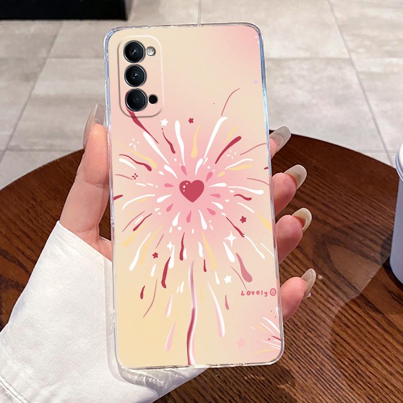 For OPPO Reno4 Case Reno 4 Pro 4G Coque Cases Clear Silicone Soft TPU Back Cover For Reno4 Pro 4G Cute Cat Dinasaur Phone Case