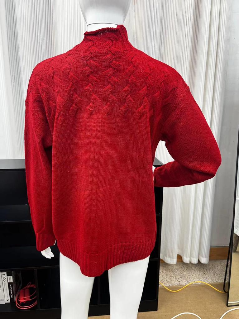 Women's High Neck Cable Knit Sweater