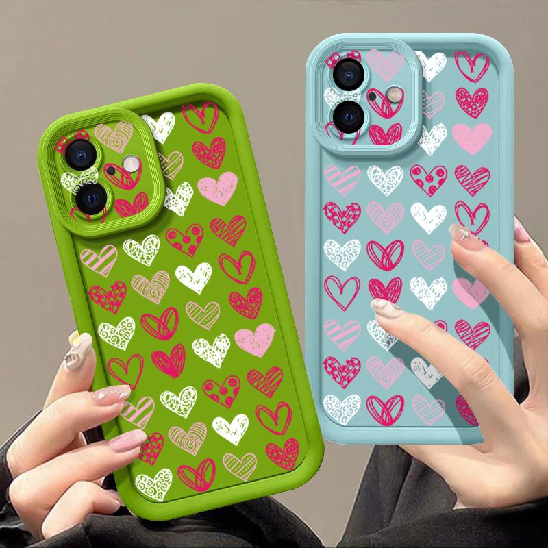 Luxury Flowers Love Heart Phone Case For iPhone 16 15 14 13 12 Pro Max Plus 11 16e XR XS Heart TPU Soft Shockproof Case Cover